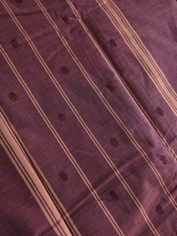Chettinad Saree in Purple with Maroon Border | Ruthratcham Motifs - Image 7