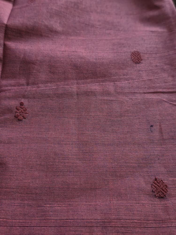 Chettinad Saree in Purple with Maroon Border | Ruthratcham Motifs - Image 9